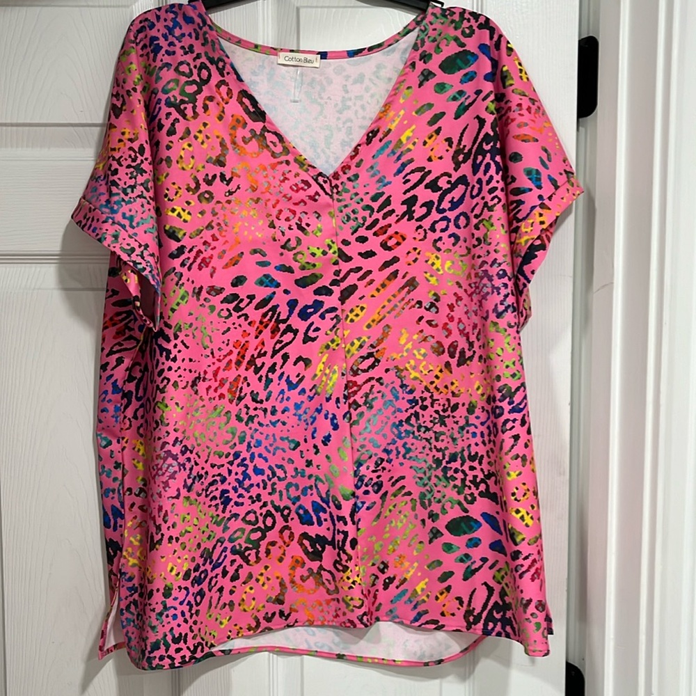 NWT Cotton Bleu bright pink  SS shirt sz XL